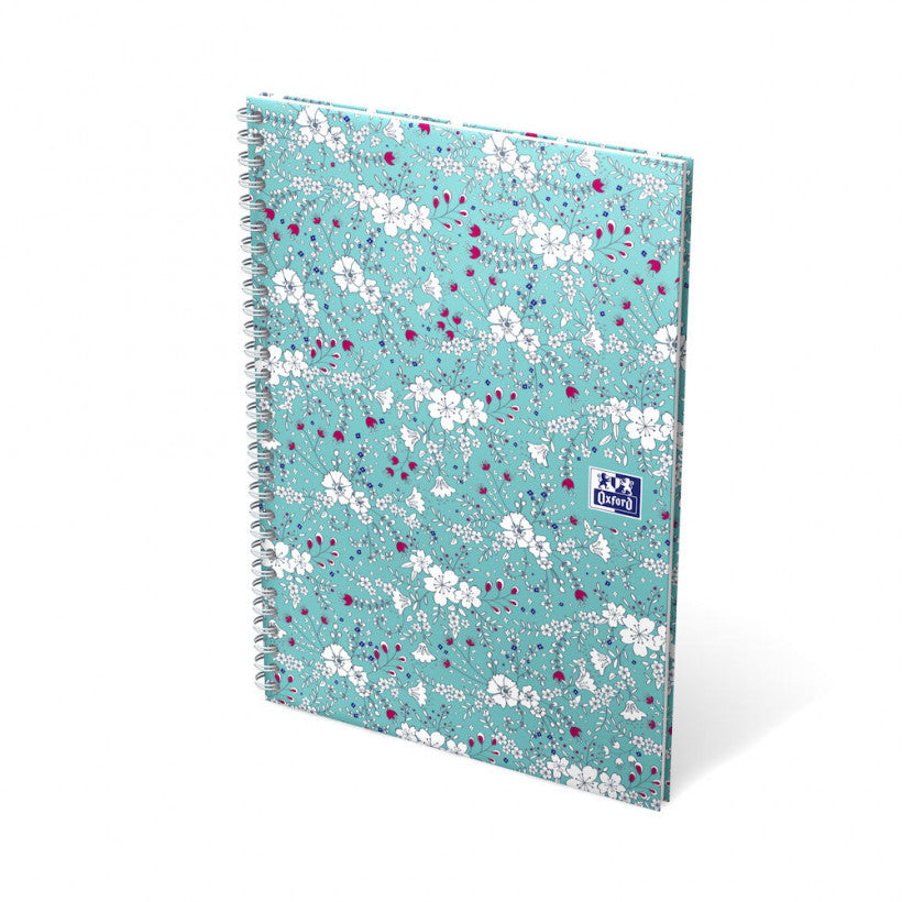 Oxford Collegeblock B5, liniert, Spiralbindung, 60 Blatt, perforiert, 90 g/m² – floral, für SCRIBZEE App