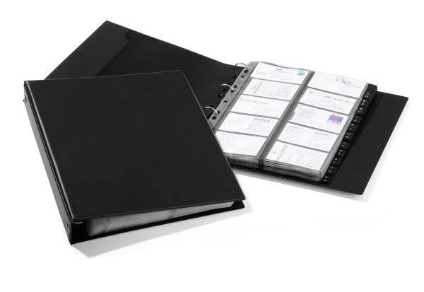 Durable Visitenkartenbuch – 400 Visitenkarten, für 90 × 57 mm, 20 Hüllen, schwarz, Kunststoff