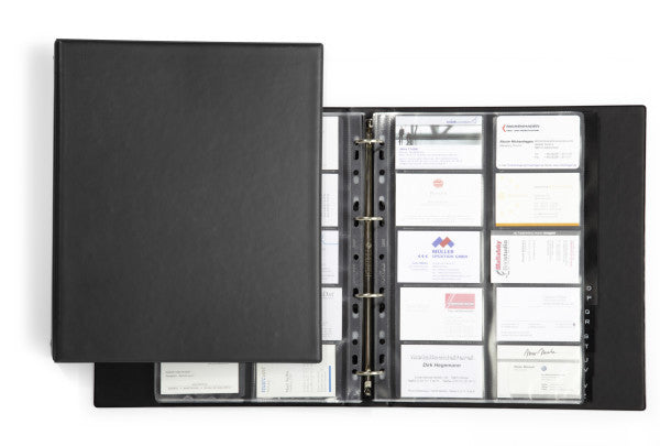 Durable Visitenkartenbuch – 400 Visitenkarten, für 90 × 57 mm, 20 Hüllen, schwarz, Kunststoff
