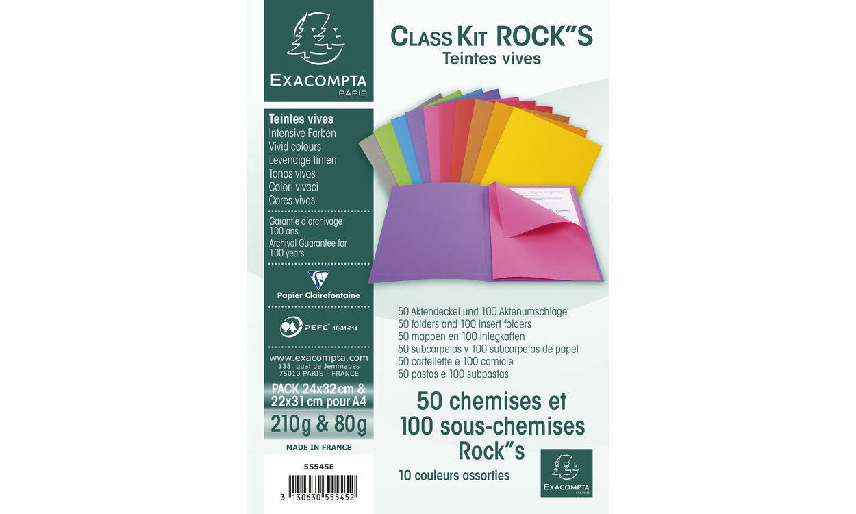 Exacompta ROCK'S Schnellhefter für A4, Karton, mehrfarbig/sortiert – 150 Stk