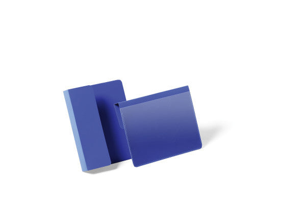 Durable Kennzeichnungstaschen – 148 × 105 mm, blau, für A6 quer, 50er-Pack