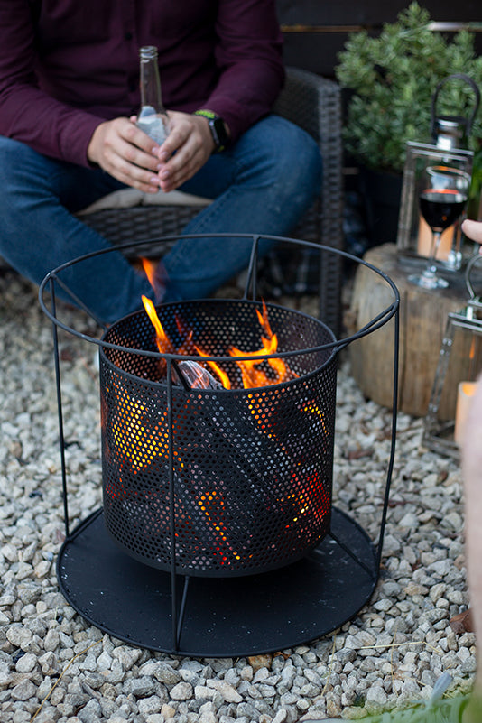 La Hacienda Feuerschale – Ø 44 × 40 cm – Stahl, schwarz