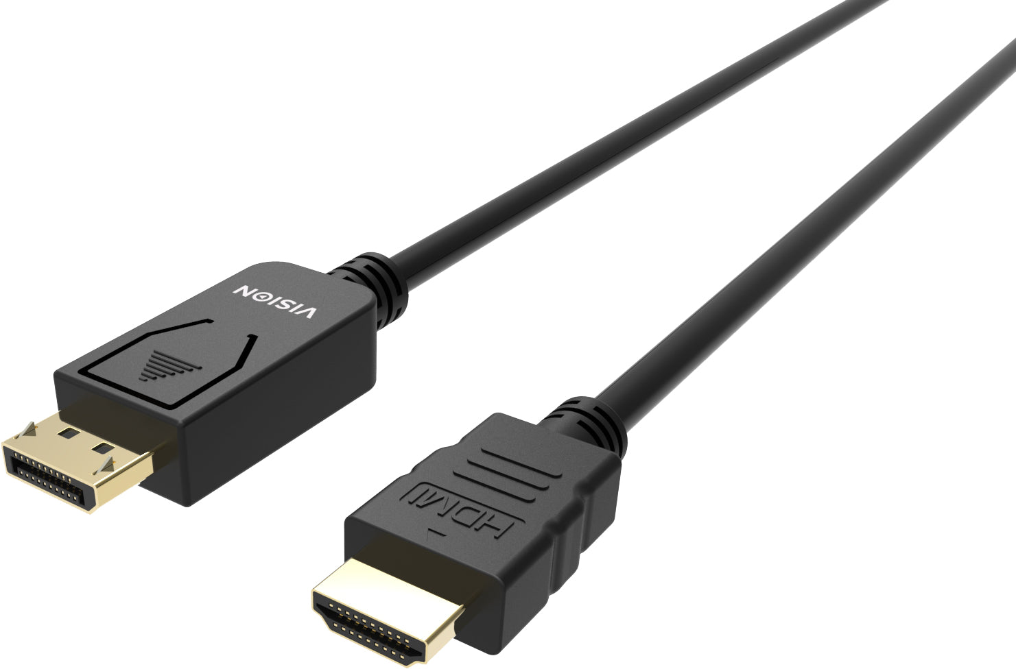 Vision TC 2MDPHDMI/BL Kabel DisplayPort zu HDMI – 4K (3840 × 2160) @ 30 Hz, 2 m, HDMI 2.0, Schwarz