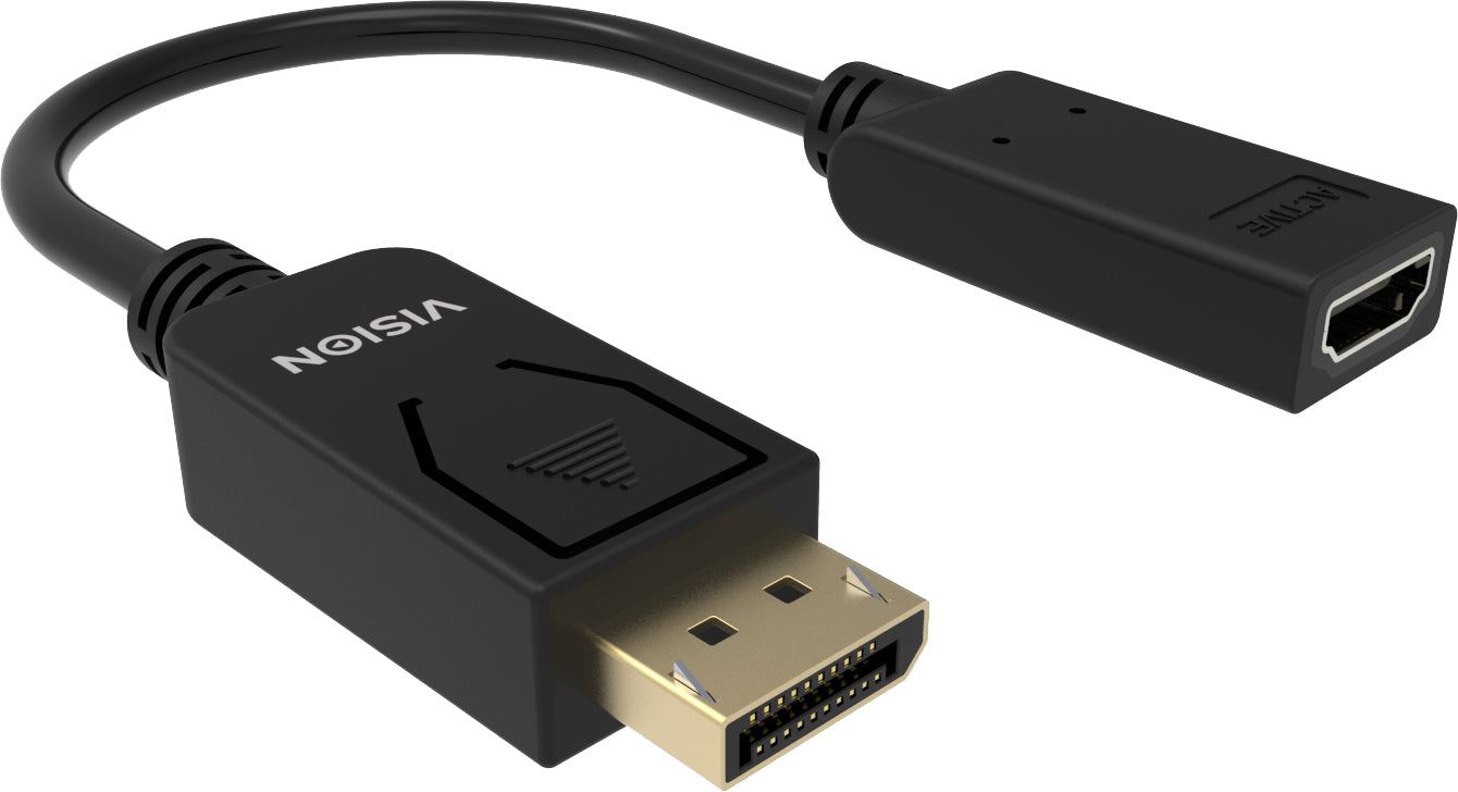 Vision TC-DPHDMI/BL Adapter DisplayPort zu HDMI – 8K (7680 × 4320) @ 60 Hz, HDMI 2.1, DP 1.4 – Schwarz
