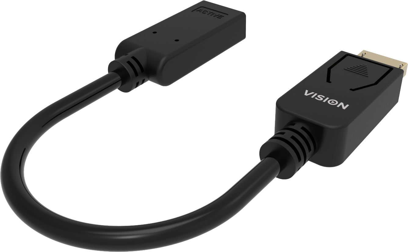 Vision TC-DPHDMI/BL Adapter DisplayPort zu HDMI – 8K (7680 × 4320) @ 60 Hz, HDMI 2.1, DP 1.4 – Schwarz