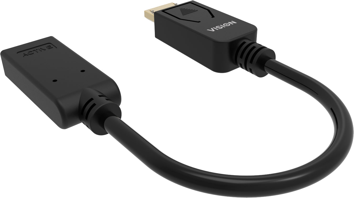 Vision TC-DPHDMI/BL Adapter DisplayPort zu HDMI – 8K (7680 × 4320) @ 60 Hz, HDMI 2.1, DP 1.4 – Schwarz