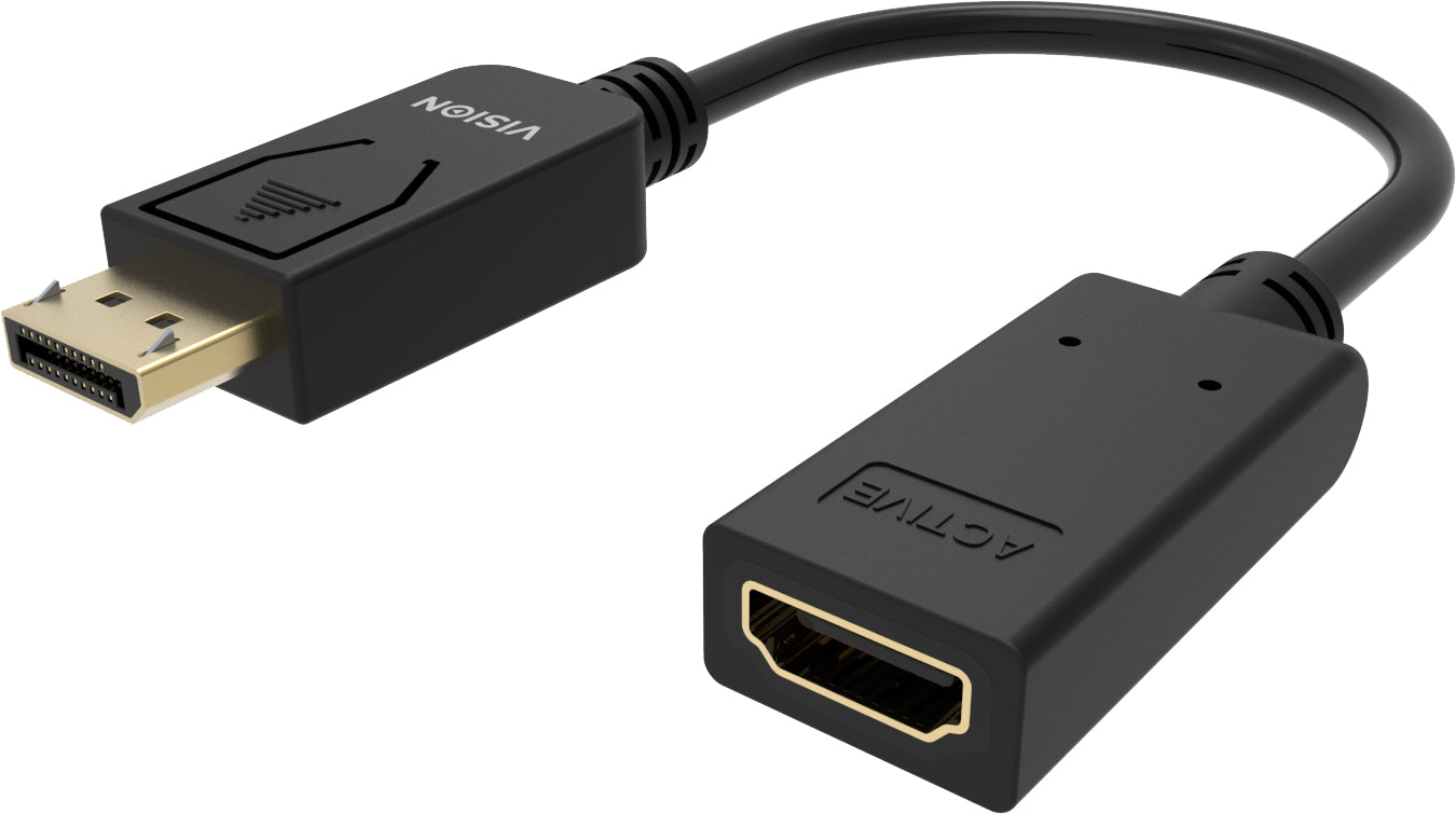 Vision TC-DPHDMI/BL Adapter DisplayPort zu HDMI – 8K (7680 × 4320) @ 60 Hz, HDMI 2.1, DP 1.4 – Schwarz