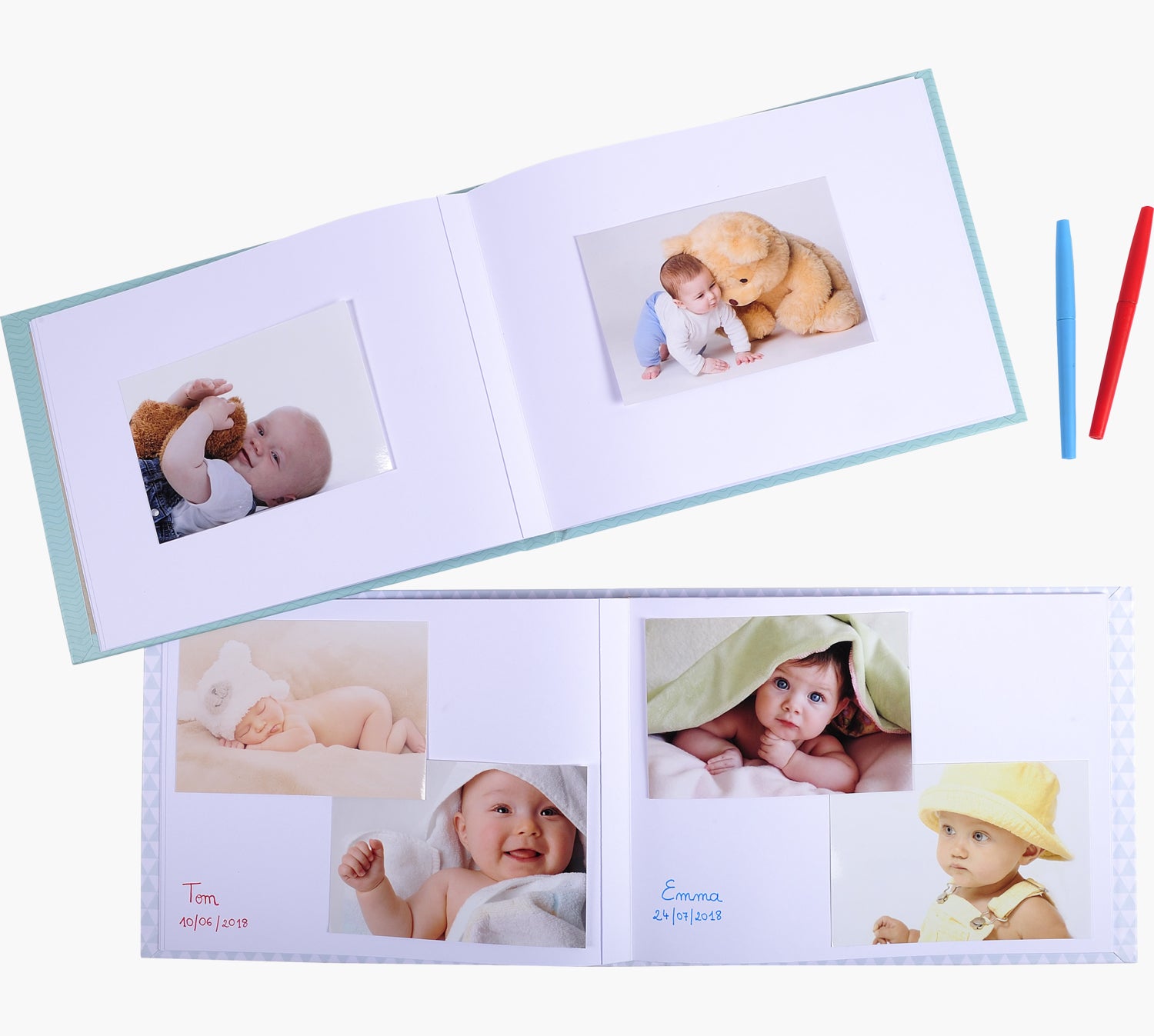 Exacompta Babyalbum, 30 Seiten, Weiss, 28,5 × 22 cm, Karton, Pink, für 60 Fotos 10 × 15 cm
