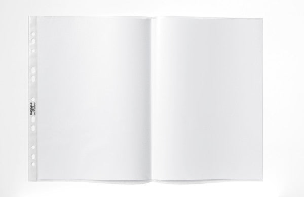 Durable Prospekthülle A3 quer, Eurolochung, 60 µm, Lochrandverstärkung, auf A4 gefalzt, transparent – 50 Stück