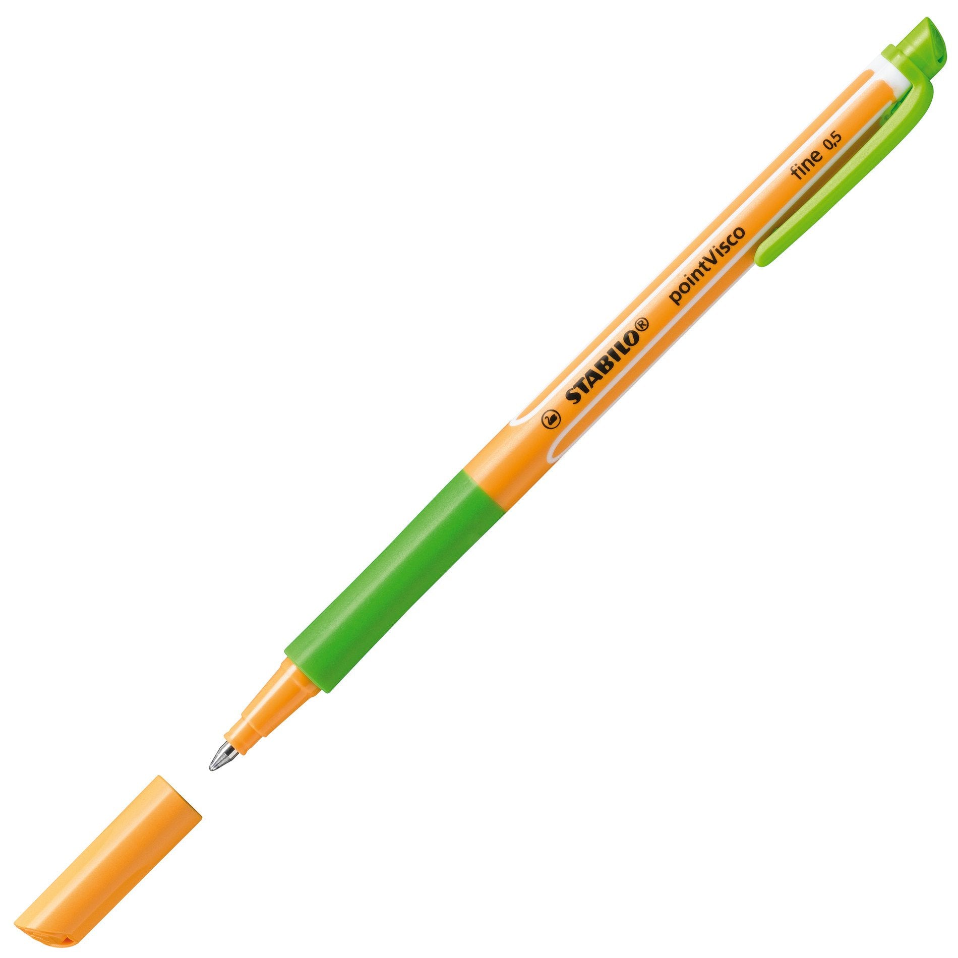 STABILO pointVisco 1099 – Tintenroller, 0,5 mm, grün, mit Kappe, Kunststoff, grün/gelb