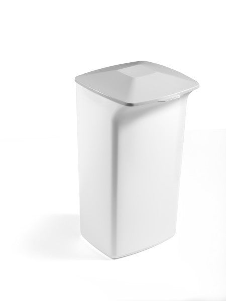 Durable Abfallcontainer DURABIN SQUARE – 40 l – Kunststoff, weiss – B × H × T 320 × 610 × 350 mm