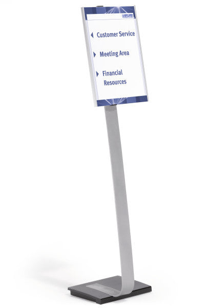 Durable Boden-Prospektständer Info Sign – für A3 hoch/quer, silber, Acryl, 360×80×1250 mm