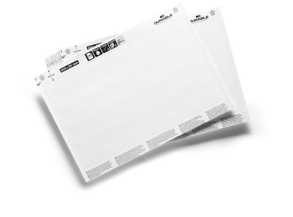 Durable Einsteckschilder 20 × 200 mm, weiss, Papier – für Inkjet, Laser, Kopierer – 100 Karten