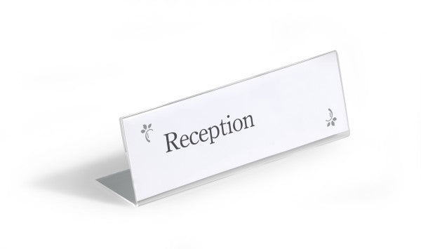 Durable Tisch-Namensschild – 210 × 61 mm – Acryl – transparent