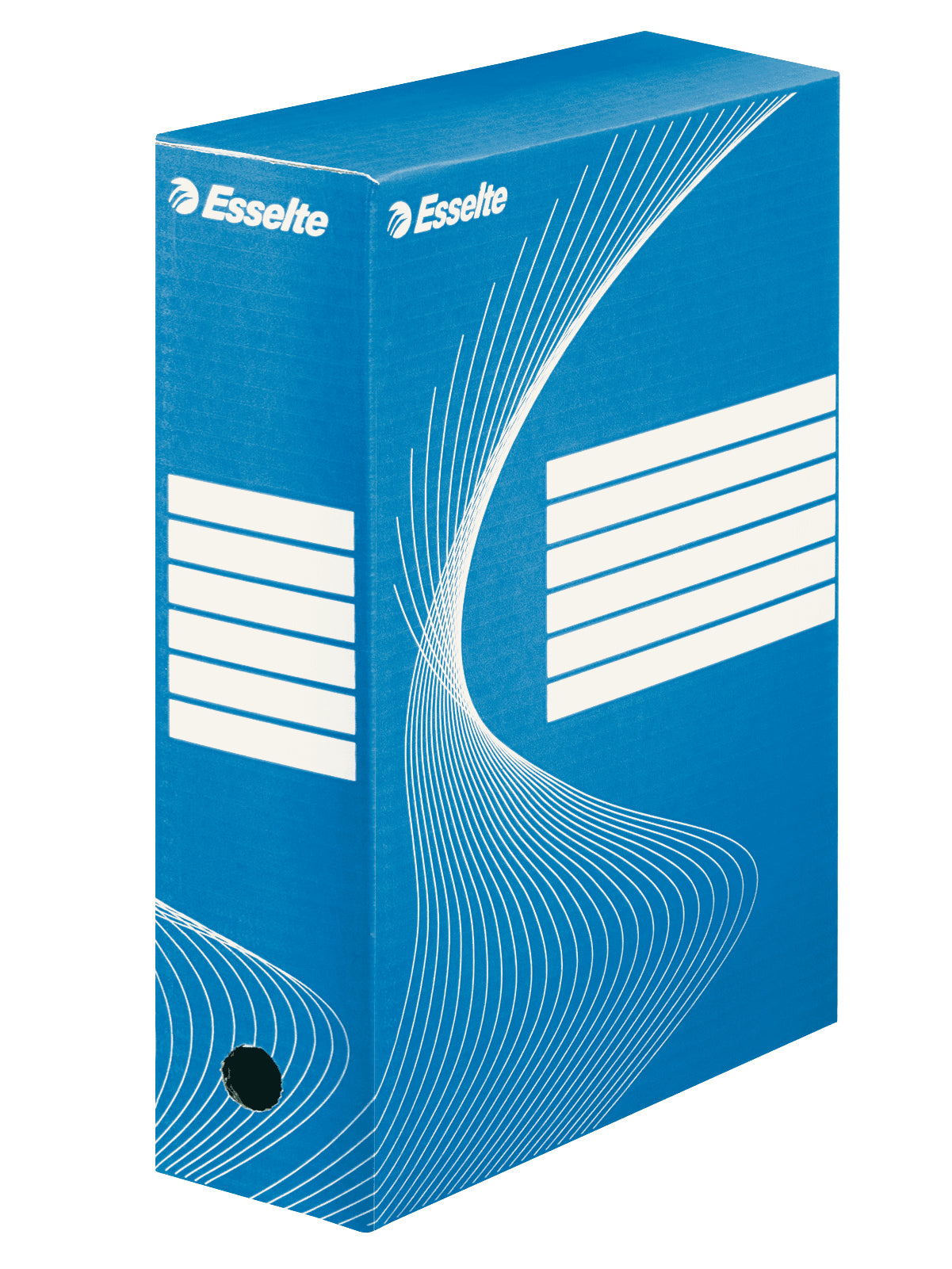 Esselte Archivschachtel – für A4, B 100 × H 350 × T 250 mm, mit Griffloch, mit Klappe, blau, Karton, 25 Stück