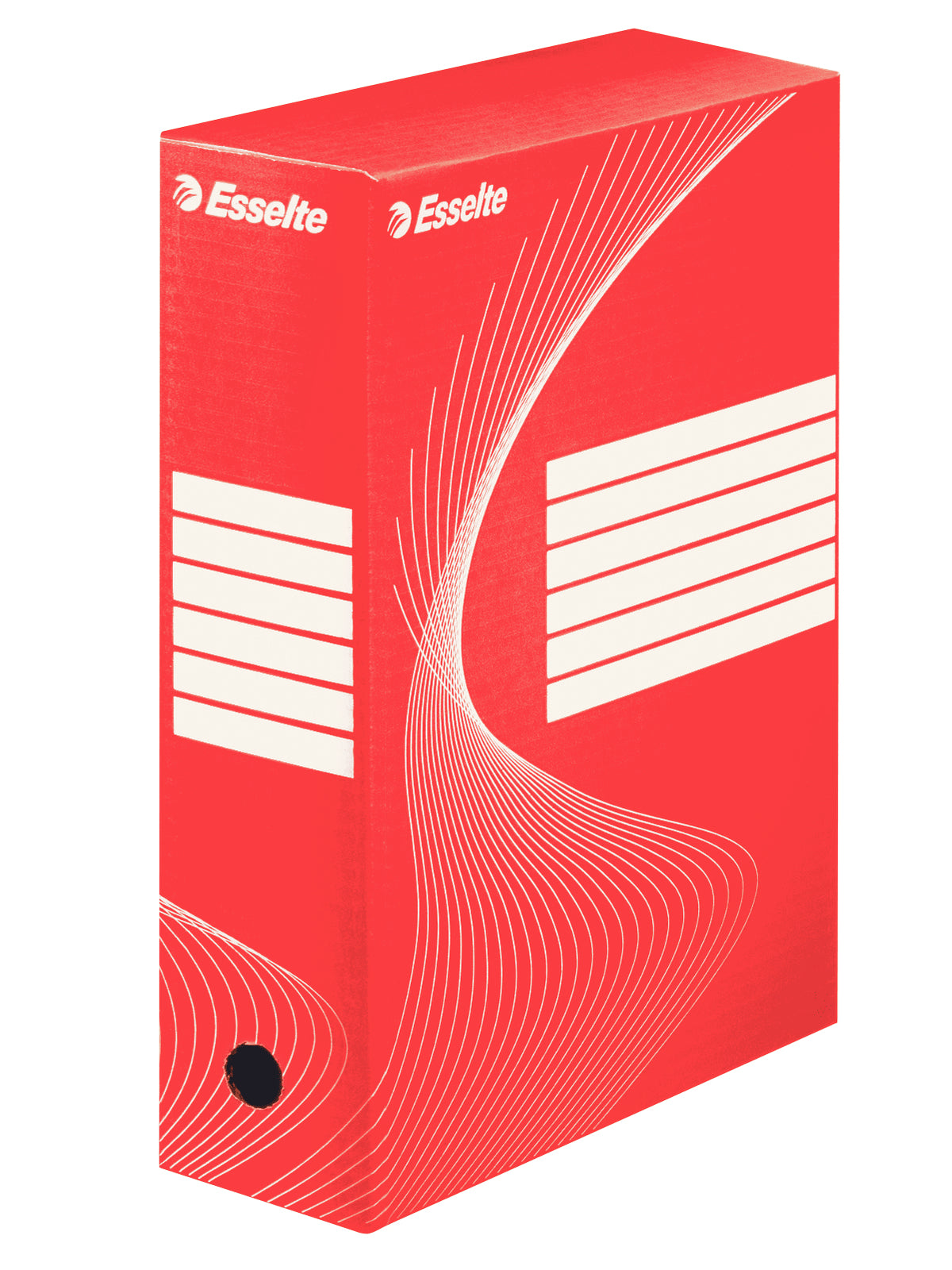 Esselte VIVIDA Archivschachtel – für A4, B 100 × H 350 × T 250 mm, mit Griffloch, mit Klappe, rot