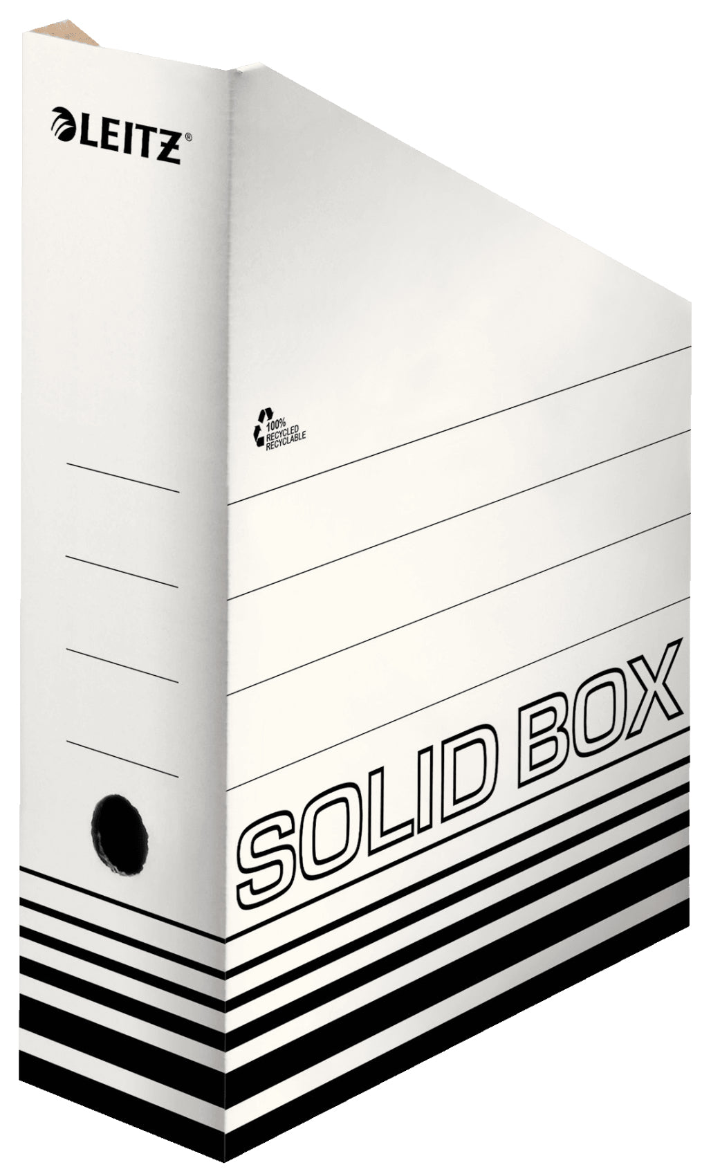Leitz Solid Stehsammler – für A4, B 100 × H 320 × T 260 mm, schwarz/weiss, Karton