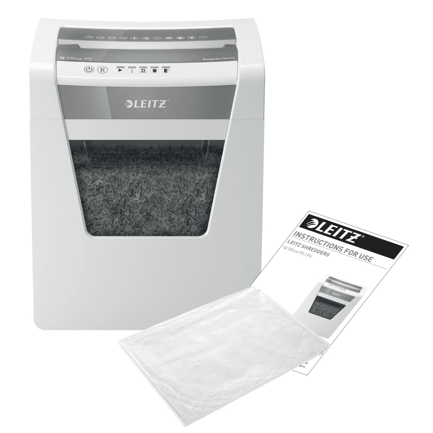 Leitz IQ Office – Aktenvernichter, DIN P-5, Partikelschnitt 2 × 15 mm, 10 Blatt, 23 l