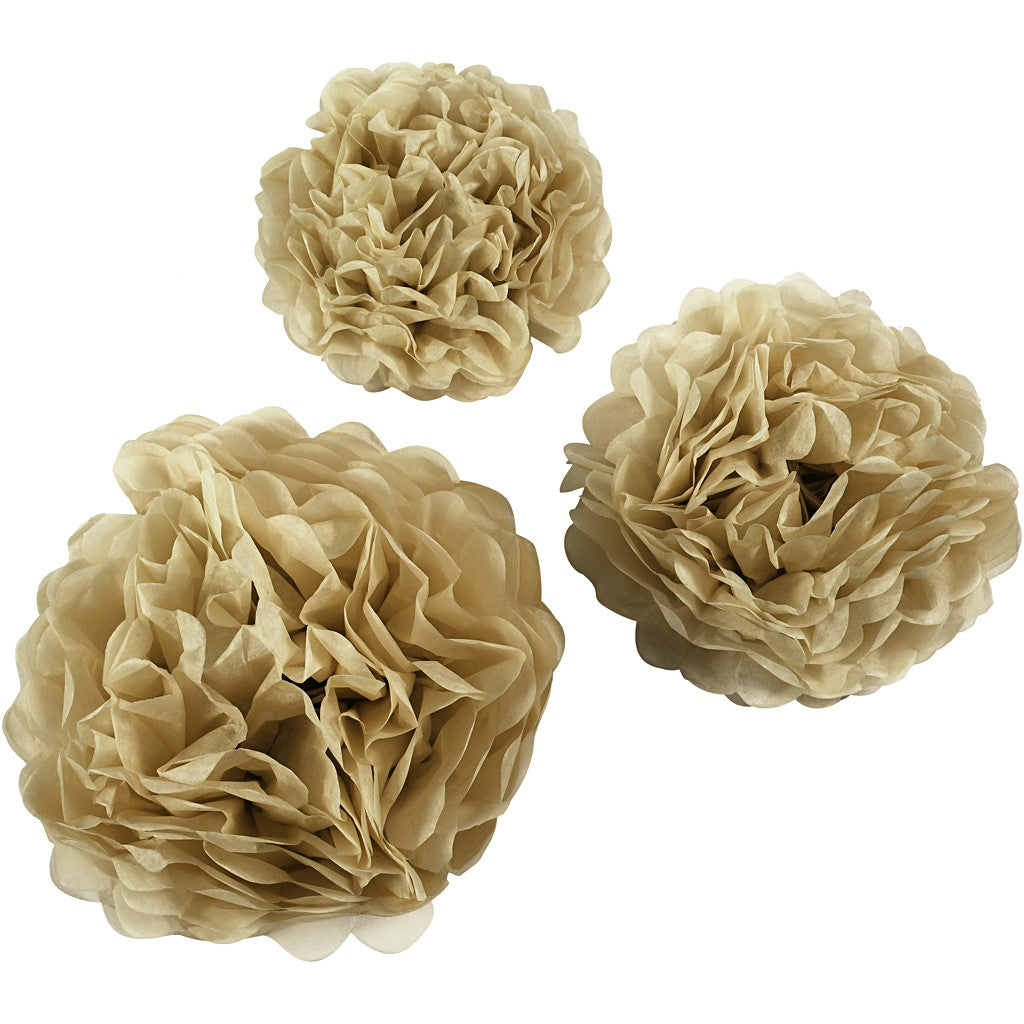 Creativ Company Dekorativer Pom-Pom – Gold – Ø 30 cm – Papier – 3 Stk