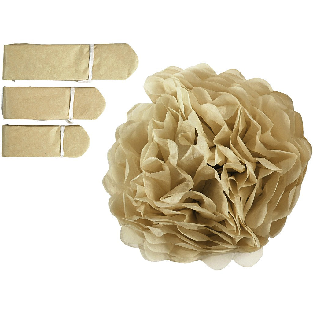 Creativ Company Dekorativer Pom-Pom – Gold – Ø 30 cm – Papier – 3 Stk