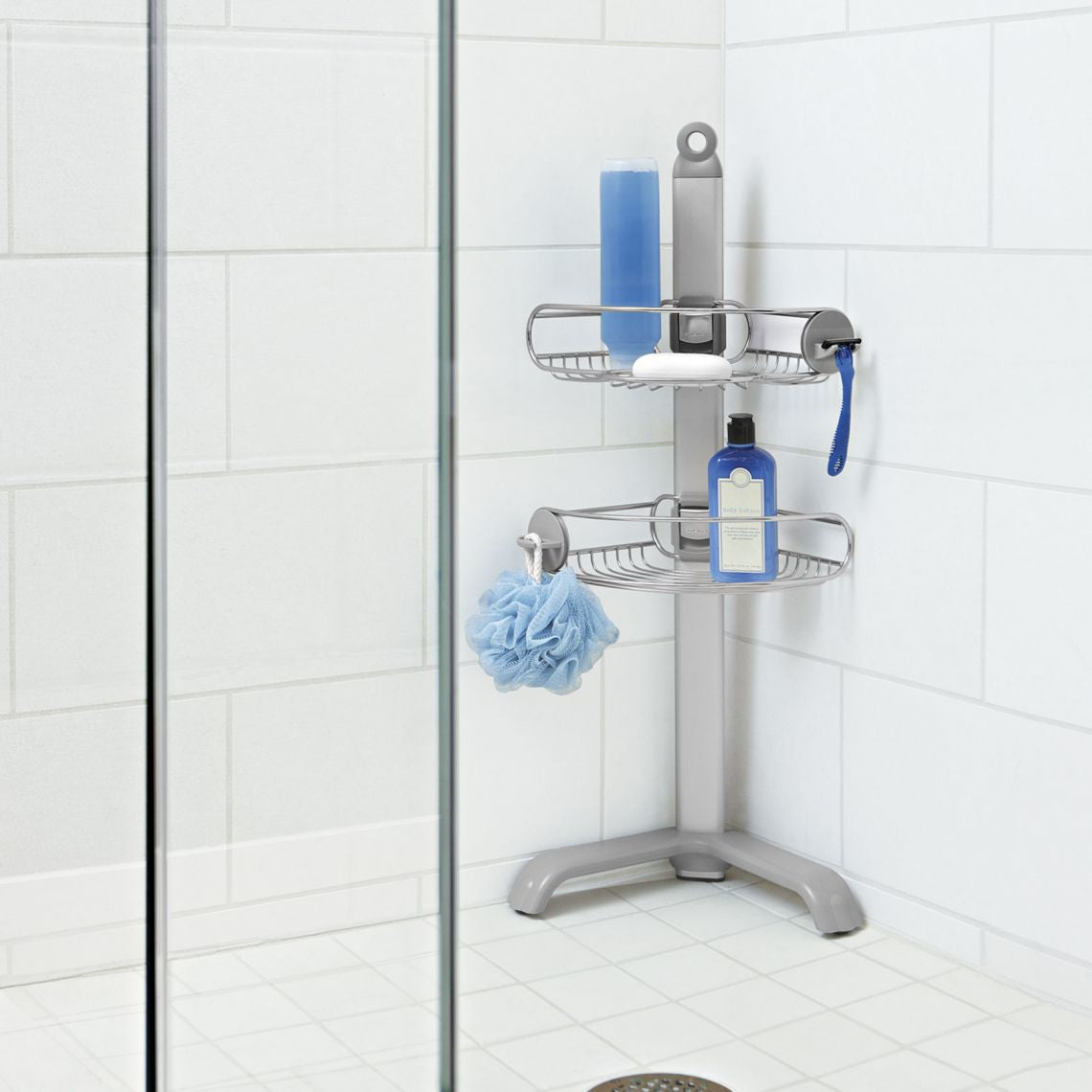 simplehuman Duschregal – 33,6×77,4 cm, Aluminium/Edelstahl, freistehend, Silber