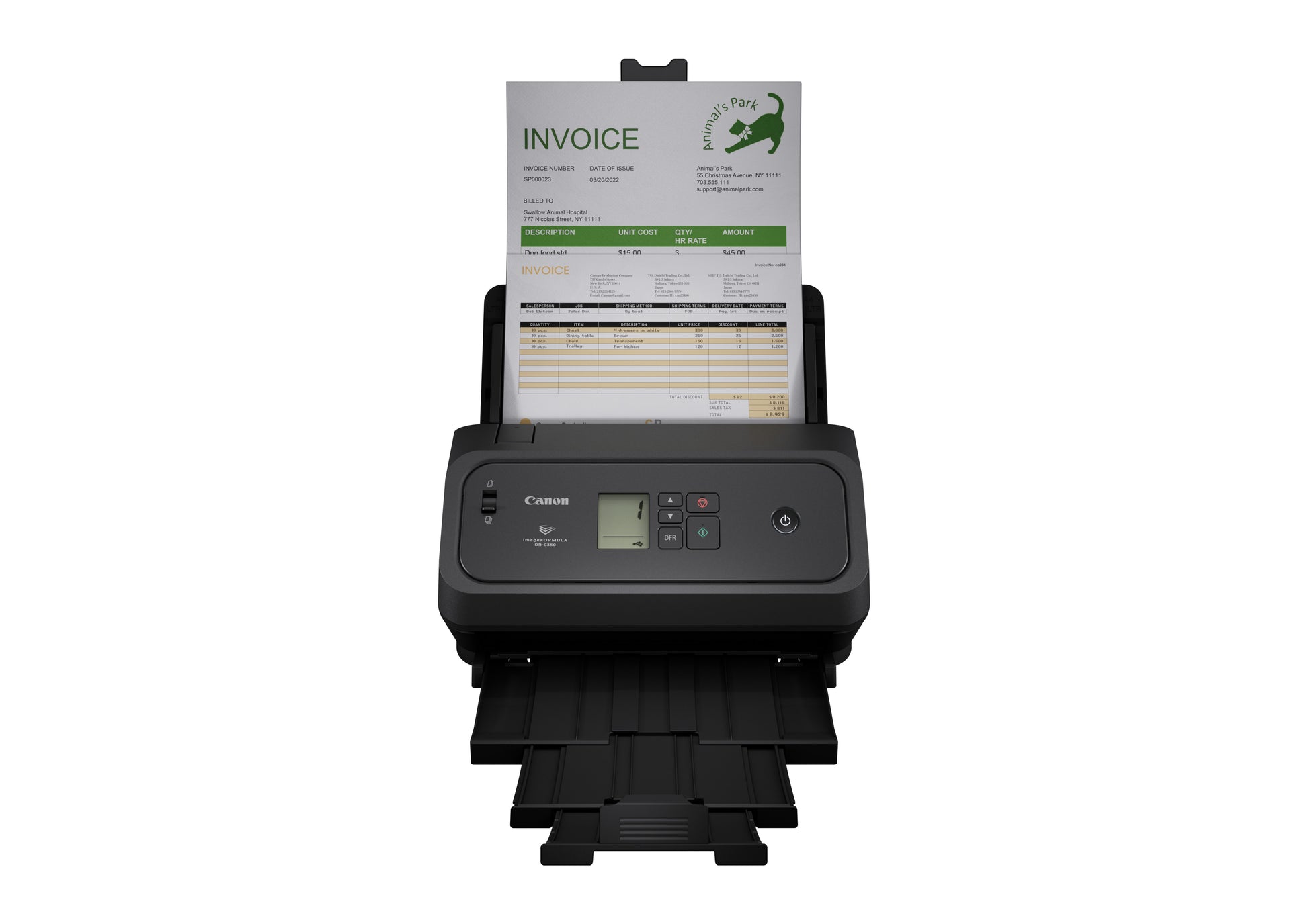 Canon DR-C350 – Dokumentenscanner, Legal, Duplex, 50 ppm, 600 dpi, 100-Blatt ADF, LAN, USB, für Windows