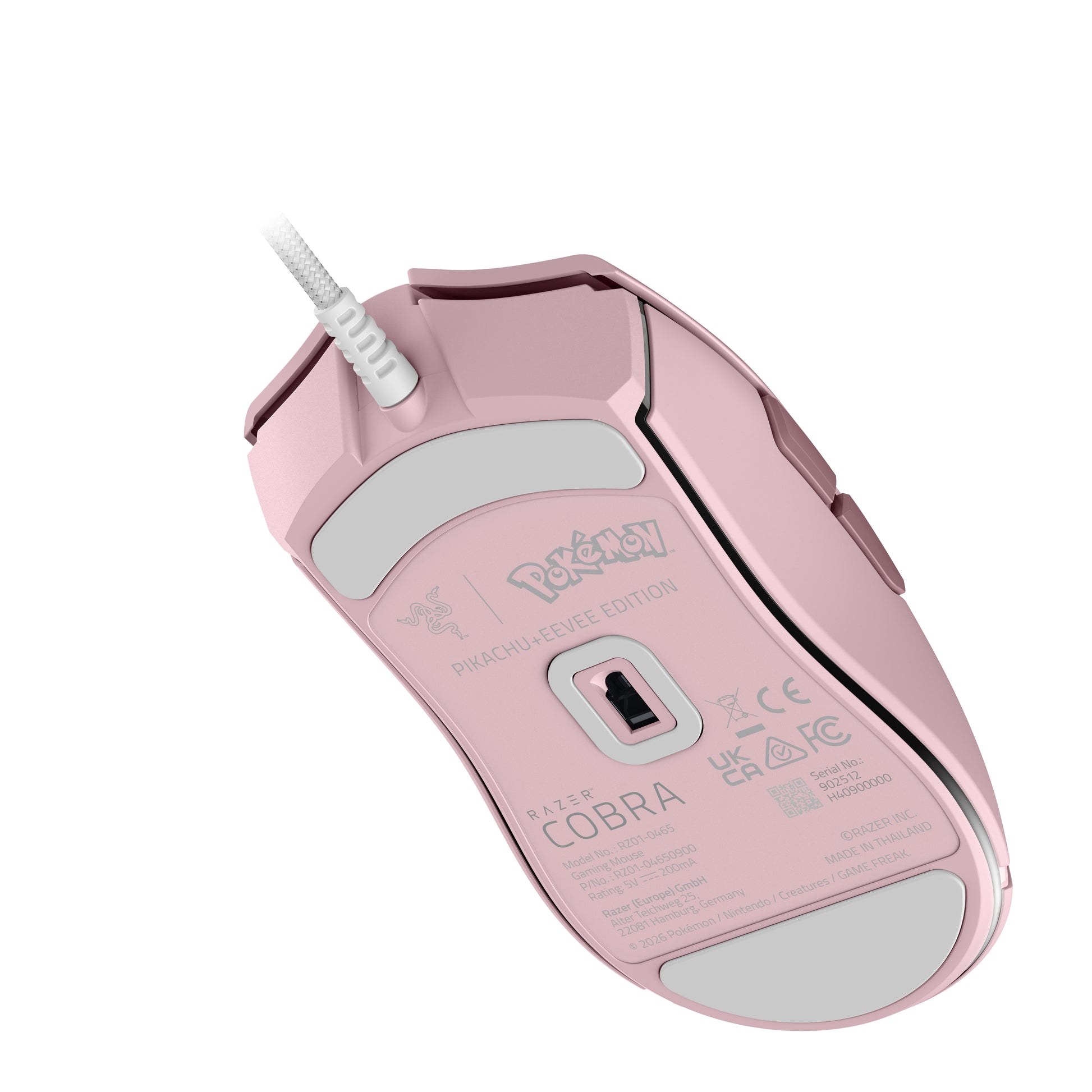 Razer Cobra Pikachu/Eevee – Gaming-Maus – Kabelgebunden (USB-A), 8500 DPI, RGB-Beleuchtung, Rechts, Rosa