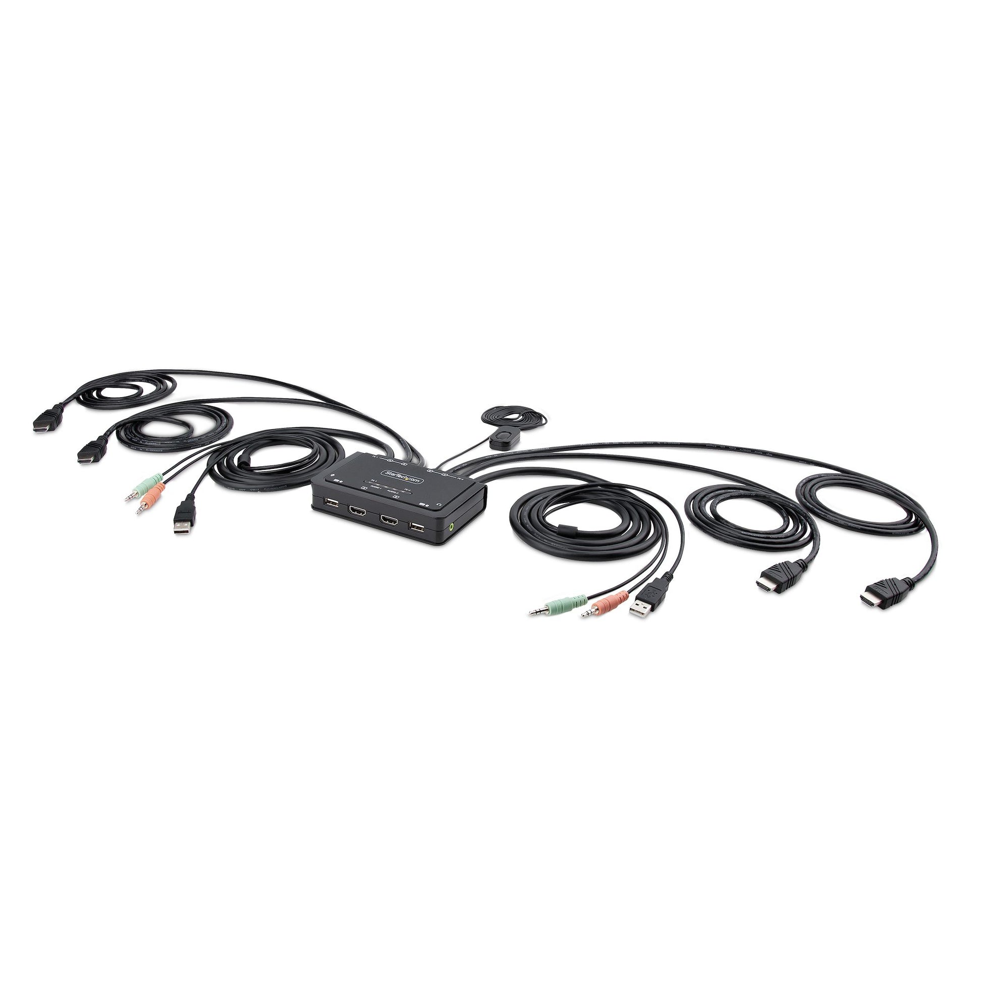 StarTech.com C2-DH46-UA2-CBL-KVM – 2-Port HDMI KVM-Switch, Dual-View – 4096 × 2160/60 Hz, USB 2.0-Hub, Audio
