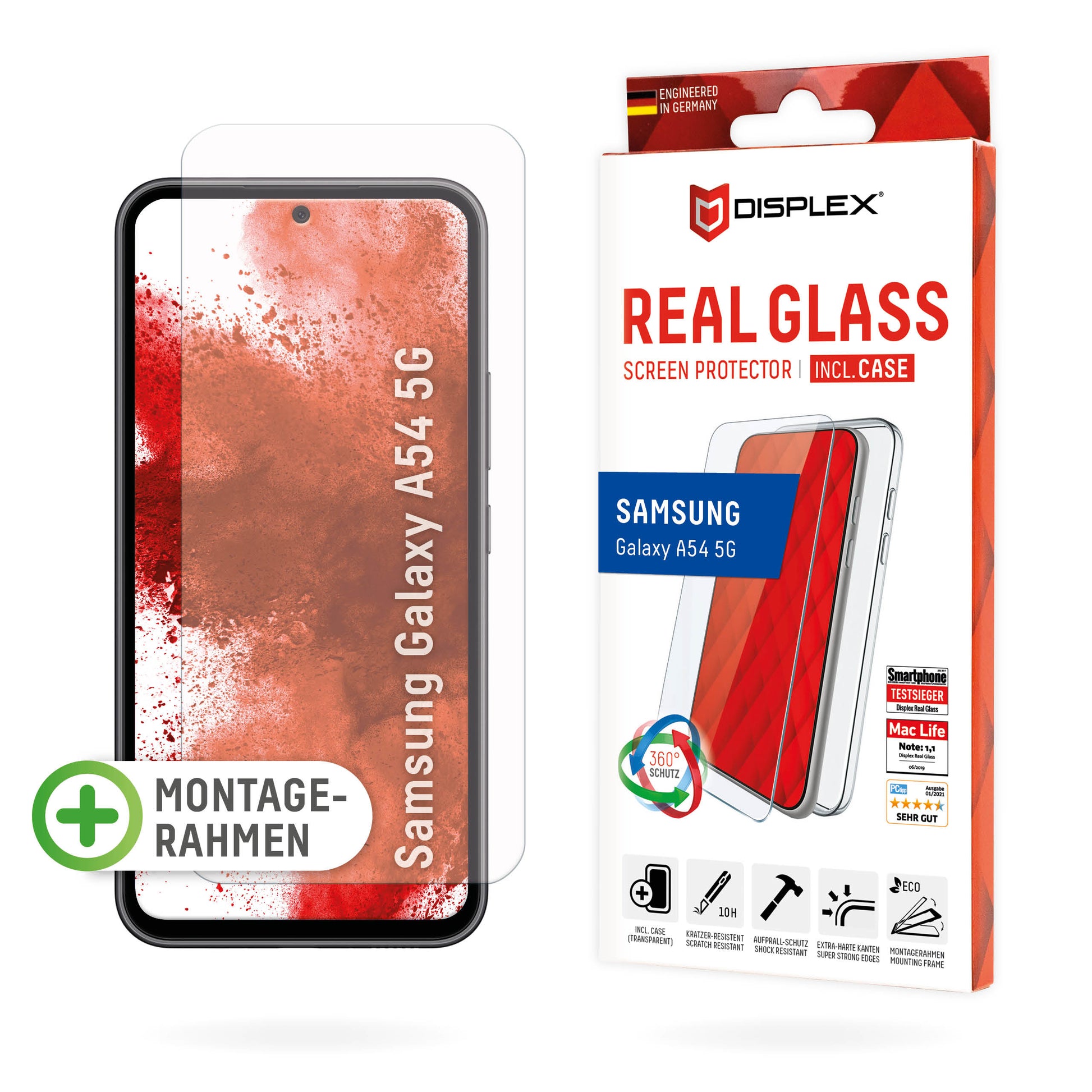 Displex Backcover – für Samsung Galaxy A54 5G, Gehärtetes Glas, Transparent, Panzerglas (10H)
