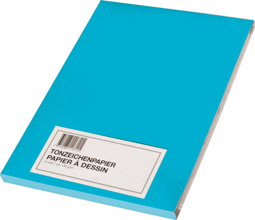 Papyrus Tonzeichenpapier – A4, 130 g/m², blau, matt, 100 Blatt, für Tinten, Pastell, Farbe auf Wasserbasis