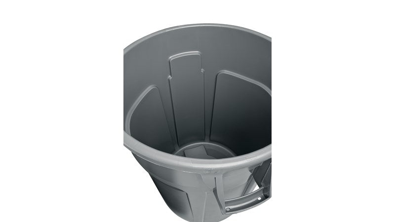 Rubbermaid BRUTE Müllcontainer – Kunststoff (PP), rund – grau – Anti-Fingerprint, Anti-Rutsch – Ø 39,7 × H 44