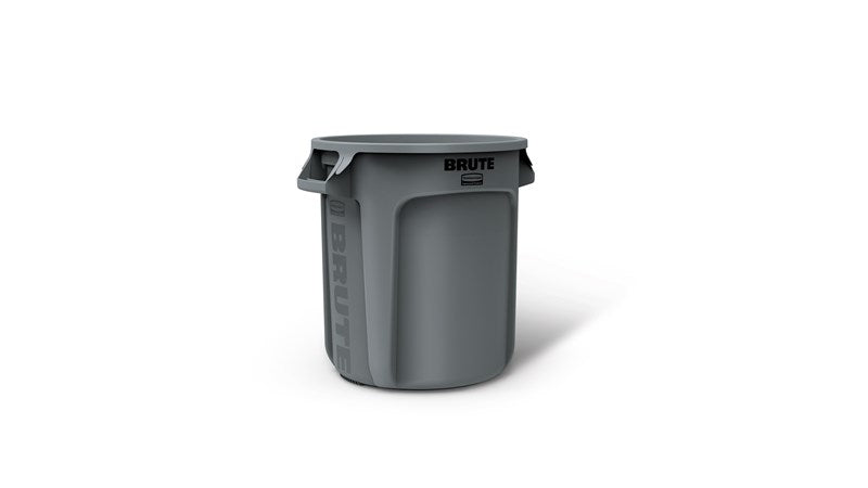 Rubbermaid BRUTE Müllcontainer – Kunststoff (PP), rund – grau – Anti-Fingerprint, Anti-Rutsch – Ø 39,7 × H 44