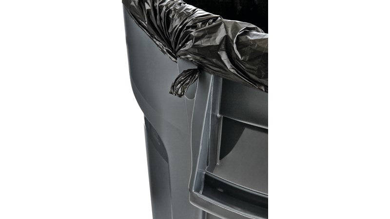 Rubbermaid BRUTE Müllcontainer – Kunststoff (PP), rund – grau – Anti-Fingerprint, Anti-Rutsch – Ø 39,7 × H 44