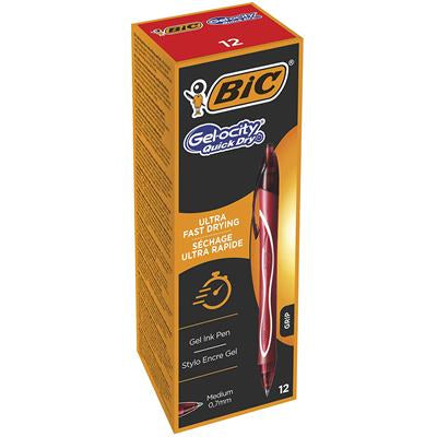 BIC Gel-ocity Quick Dry Gelschreiber – rot, 0,7 mm, schnelltrocknend, Druck, nachfüllbar