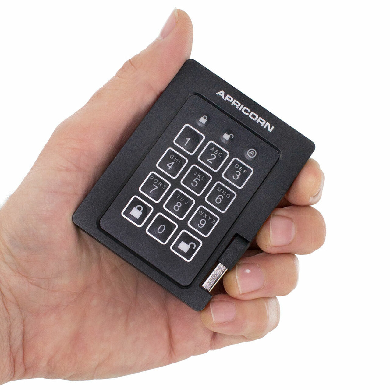 Apricorn Aegis Padlock SSD FIPS – 2 TB, USB 3.2 Gen 1 Typ-A, Hardware-Verschlüsselung, PIN-gesichert, FIPS 140