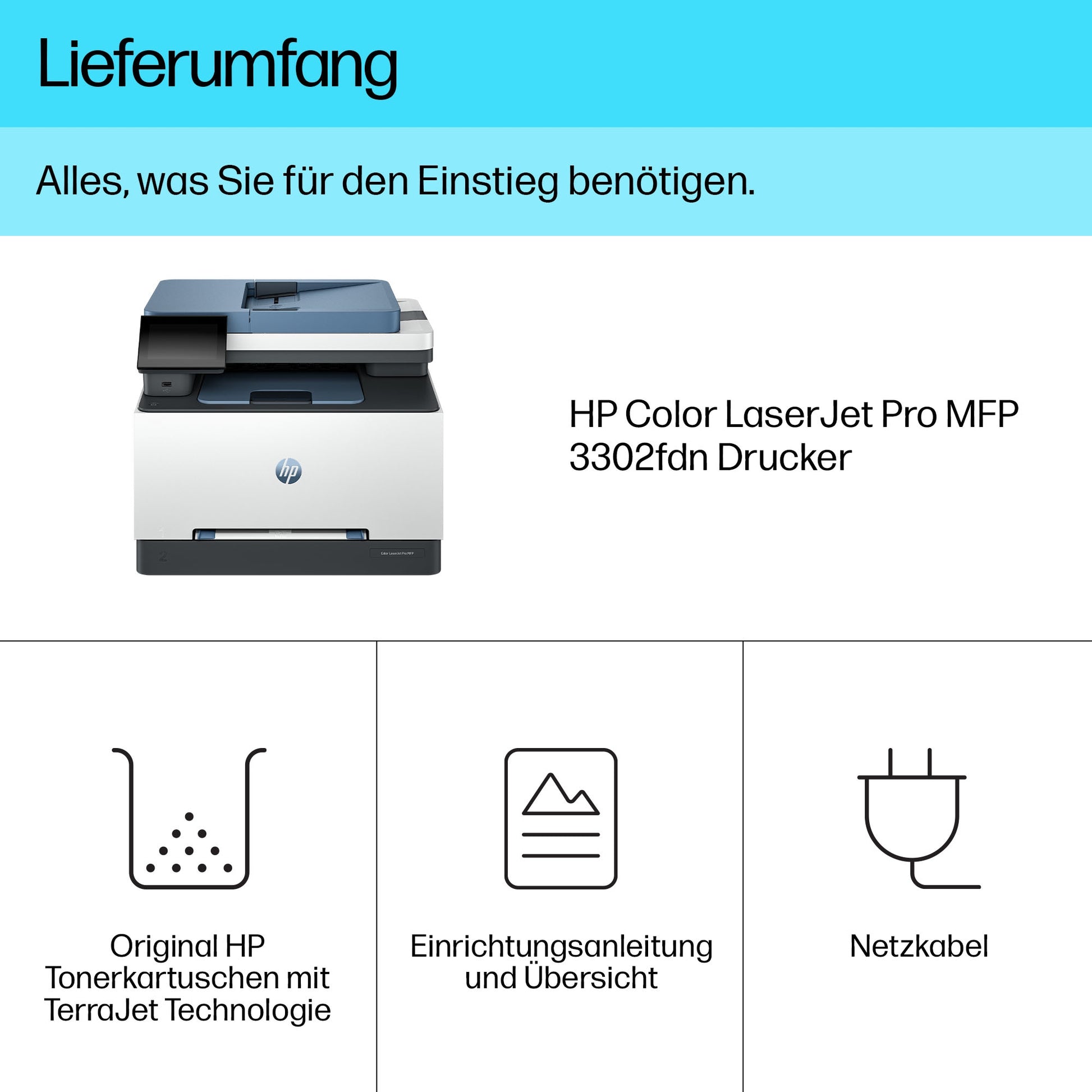 HP Color Laserjet Pro 3302Fdn – Farbiges Laser-MFP A4 – 25 ppm S/W