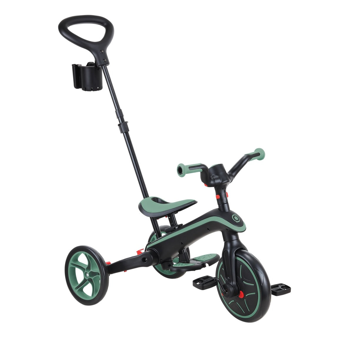 Globber Trike Explorer 4-in-1 Aufsitzlaufrad – Push & Pedal, verstellbarer Sitz, faltbar – 15 kg – Olivgrün
