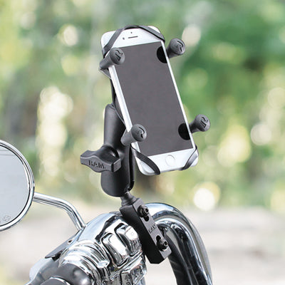 RAM Mounts Lenkerhalterung, X-Grip mit U-Bolt-Set, für Geräte 4,76–8,26 cm – Schwarz, Aluminium/Komposite