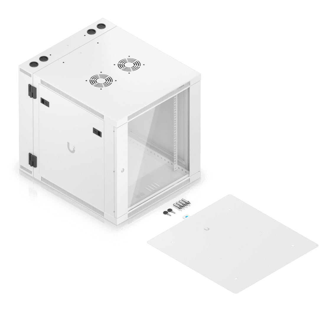 Ubiquiti UACC-Rack-12U-Wand-SW-G – 19" Wandverteiler 12U, abschliessbar, 600 × 703 × 639 mm, weiss, Stahl