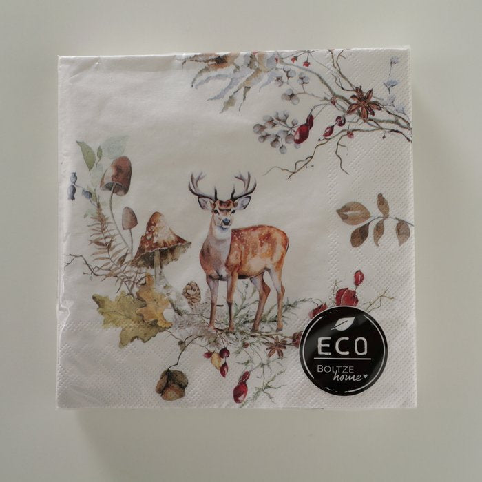 Boltze Servietten Waldtiere – 16,5 × 16,5 cm, 3-lagig – 20 Stück