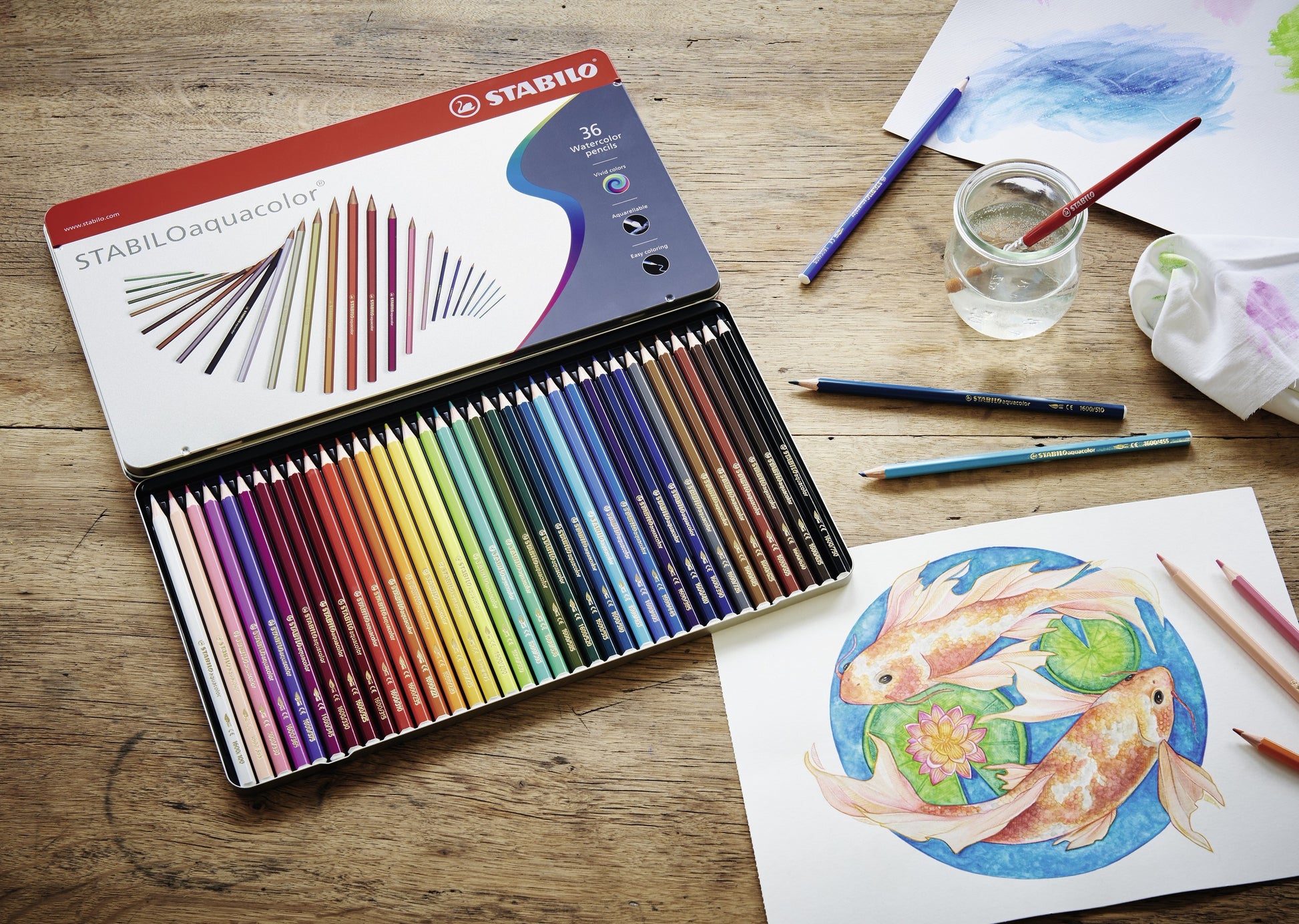 STABILO Aquacolor Aquarellfarbstifte – 36 Stk., Mehrfarbig