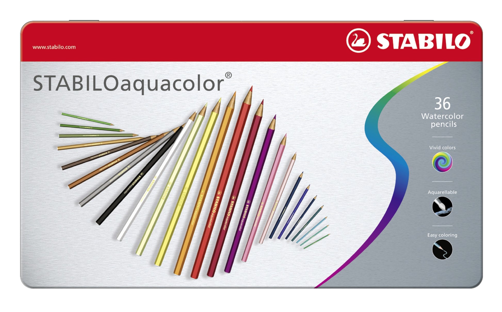 STABILO Aquacolor Aquarellfarbstifte – 36 Stk., Mehrfarbig