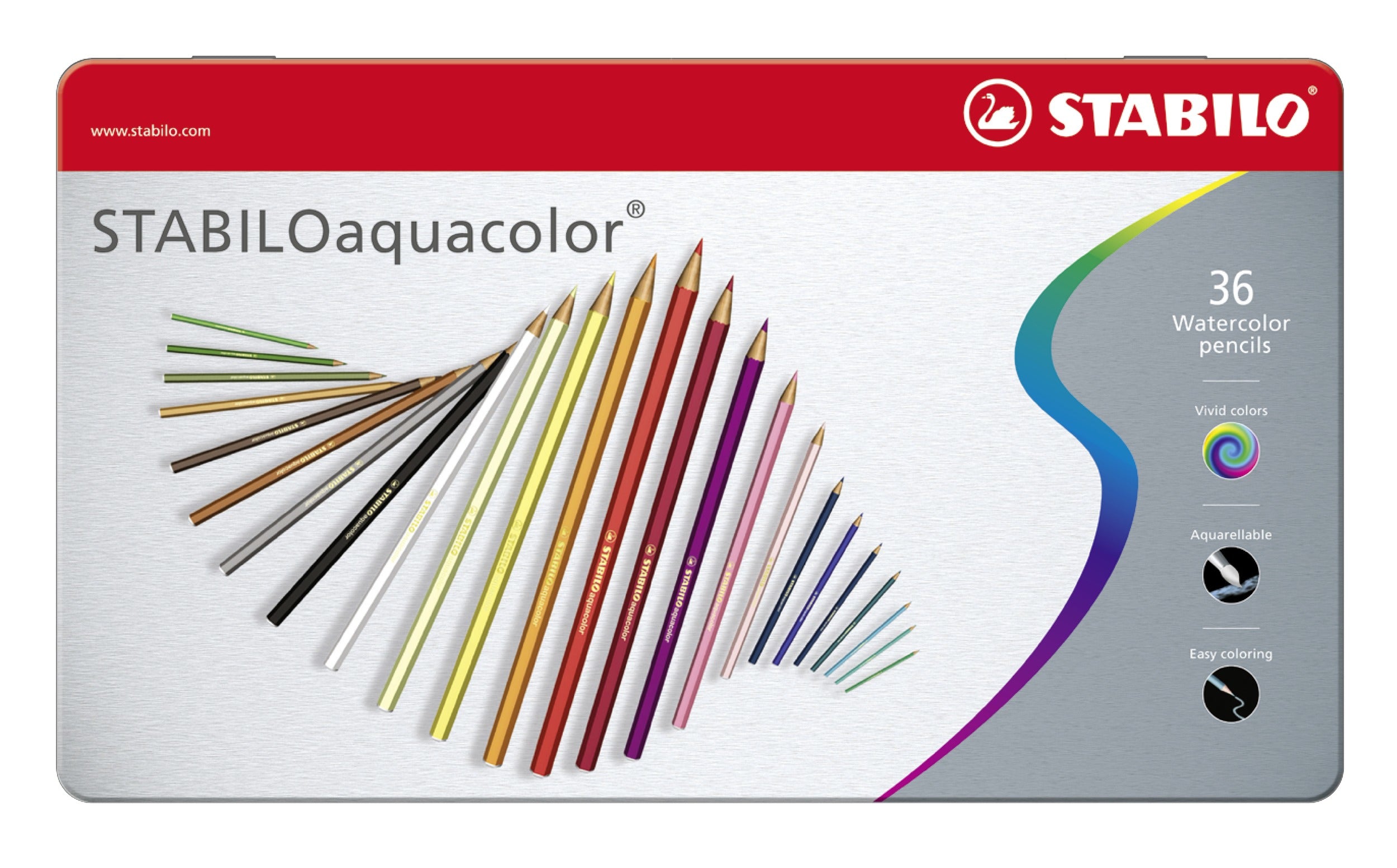 STABILO Aquacolor Aquarellfarbstifte – 36 Stk., Mehrfarbig