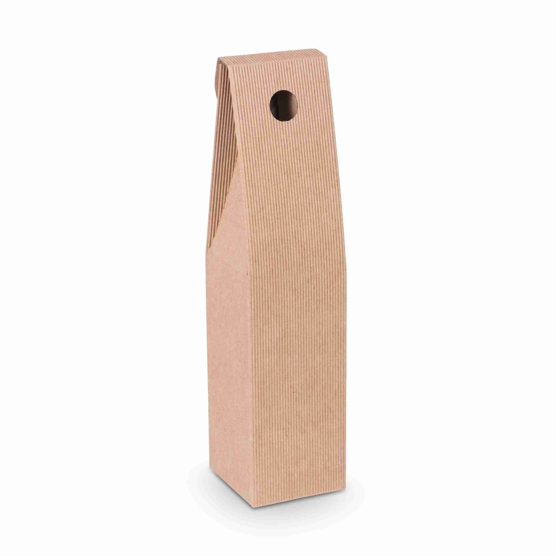 Model Geschenkbox Onda Avana Wellpappe braun – 90 × 385 × 90 mm – mit Klappdeckel – für 1 Flasche – 1 Stk., ab 300 Stk.