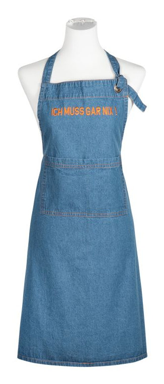 PAD Küchenschürze 70 × 80 cm, Baumwolle, Blau/Orange, mit Tasche
