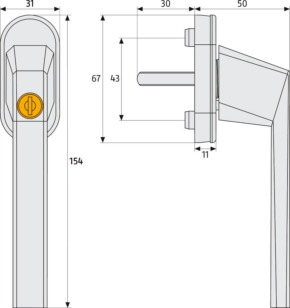 ABUS FG110 S CL/DFNLI Fenster-Verriegelungsgriff – Zylinderschloss, Sicherheitslevel 2, Silber