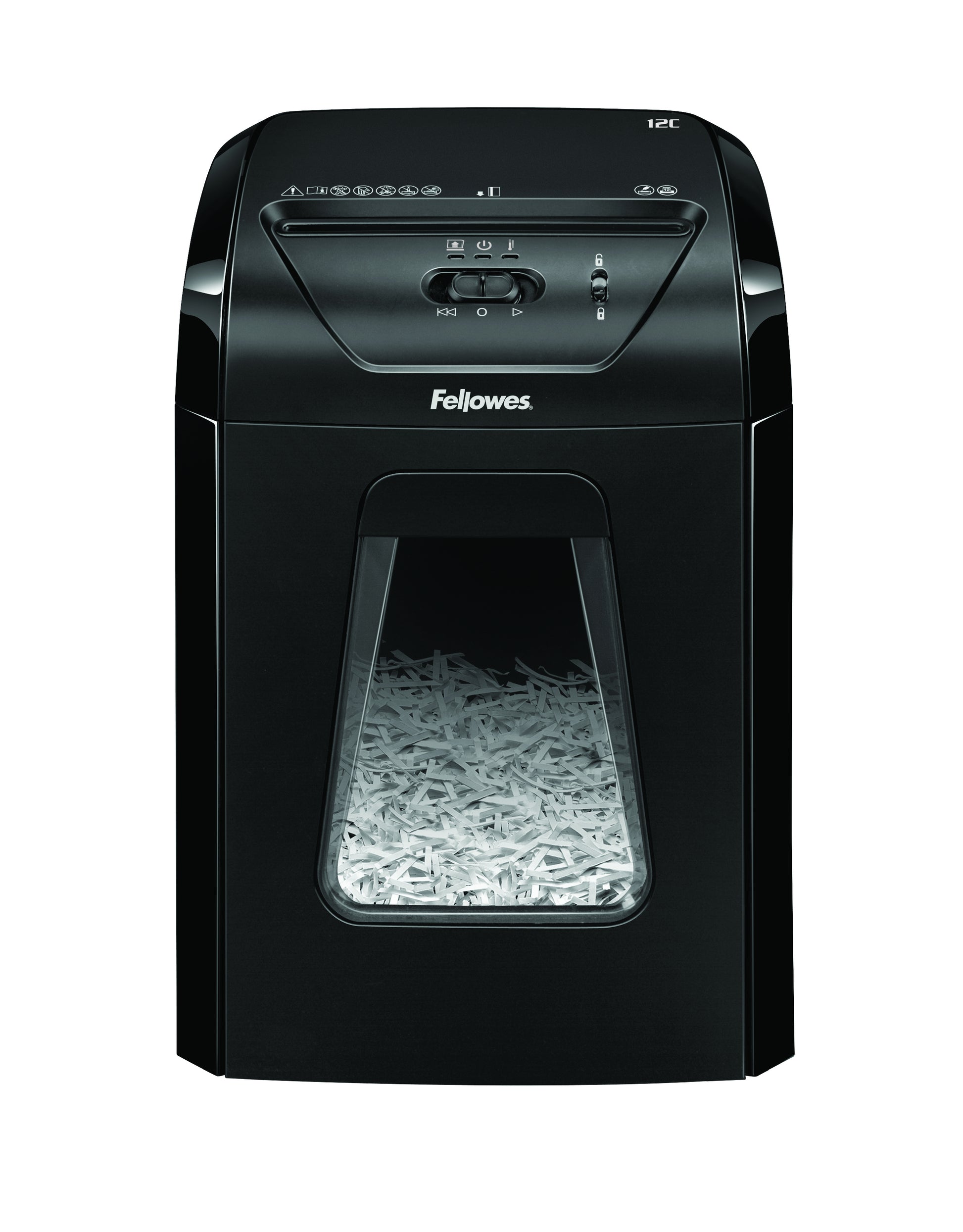 Fellowes Powershred 12C – Aktenvernichter, DIN P-4, Partikelschnitt 4 × 40 mm, 12 Blatt, 19 l