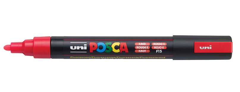 Uni-Ball POSCA Kreativ-/Pigmentmarker – fluo rot, 1 Stk., deckend, schnell trocknend – für viele Oberflächen