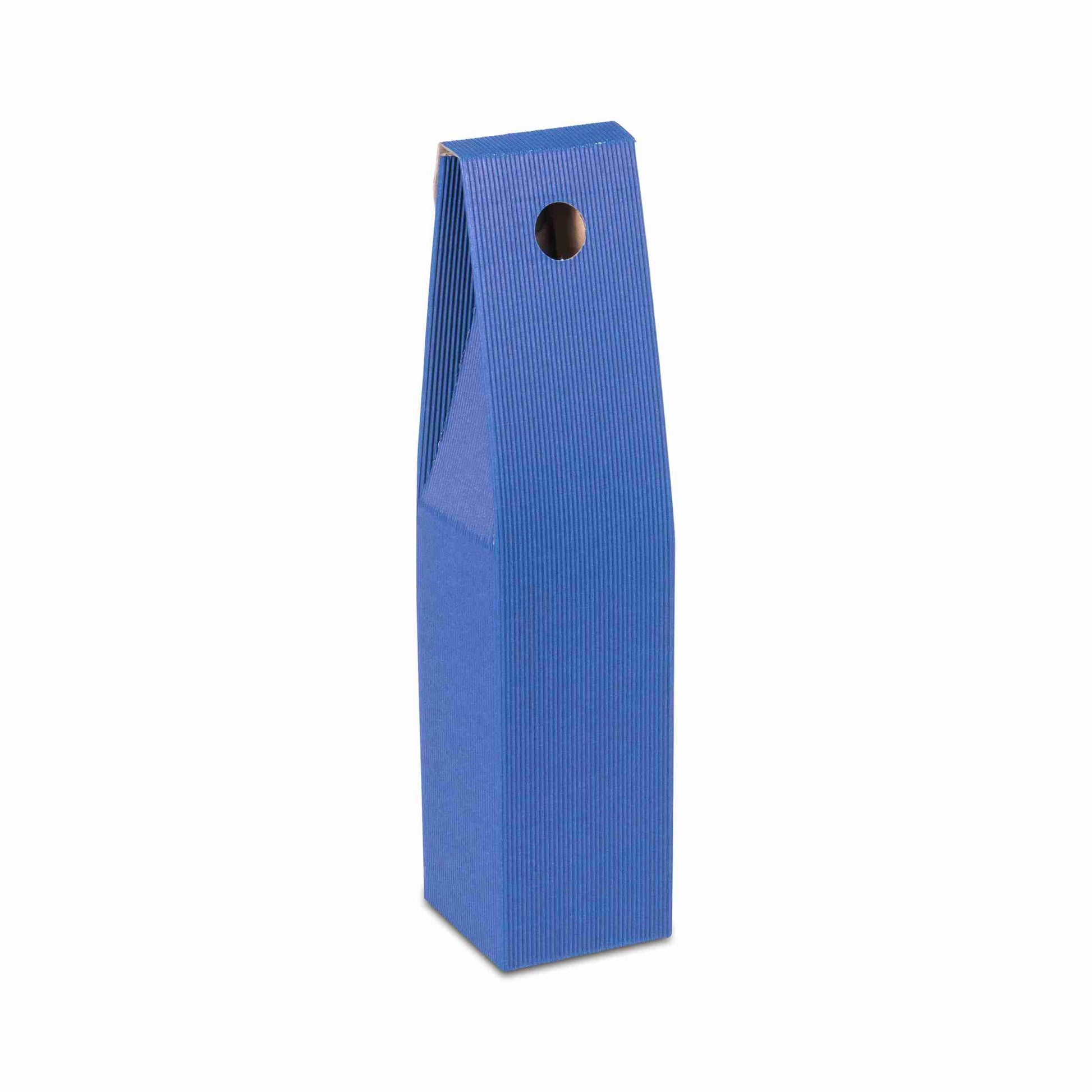 Geschenkbox Onda Blu – Wellpappe – 90 × 385 × 90 mm – für 1 Flasche – 1 Stk., ab 100 Stk.