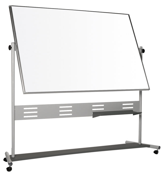 Bi-Office Whiteboard – 150 × 120 cm, Emaille, magnetisch, Aluminiumrahmen, mobil, beidseitig, drehbar